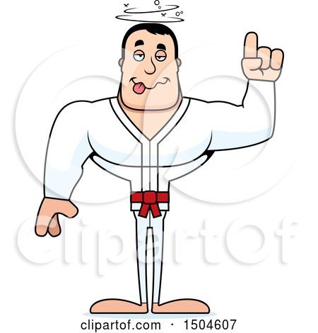 Clipart of a Drunk Buff Caucasian Karate Man - Royalty Free Vector Illustration by Cory Thoman