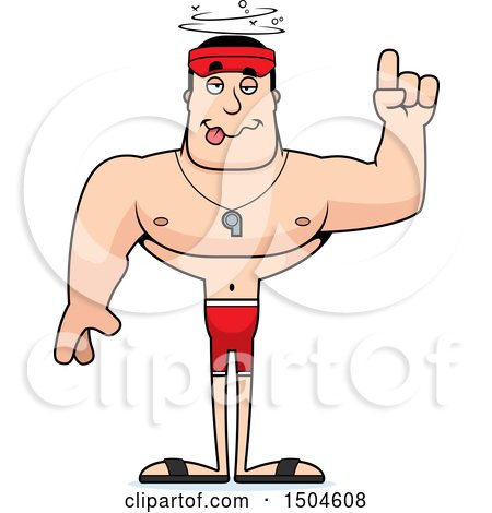 Clipart of a Drunk Buff Caucasian Male Lifeguard - Royalty Free Vector Illustration by Cory Thoman