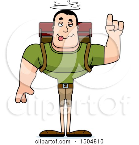 Clipart of a Drunk Buff Caucasian Male Hiker - Royalty Free Vector Illustration by Cory Thoman