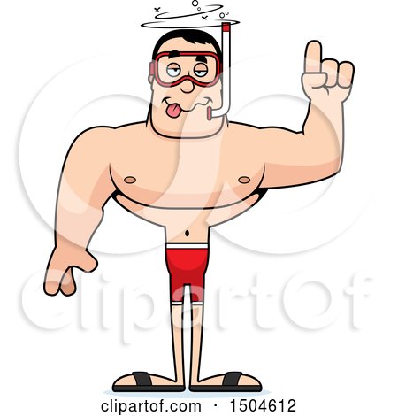 Clipart of a Drunk Buff Caucasian Male in Snorkel Gear - Royalty Free Vector Illustration by Cory Thoman