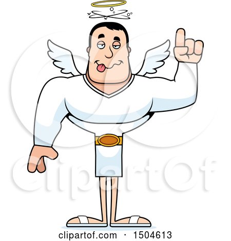 Clipart of a Drunk Buff Caucasian Male Angel - Royalty Free Vector Illustration by Cory Thoman