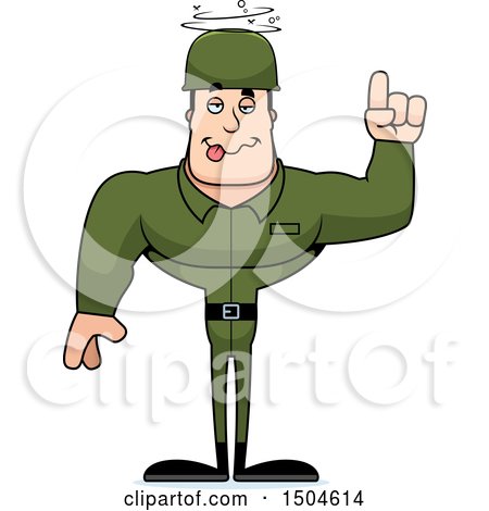 Clipart of a Drunk Buff Caucasian Male Army Soldier - Royalty Free Vector Illustration by Cory Thoman