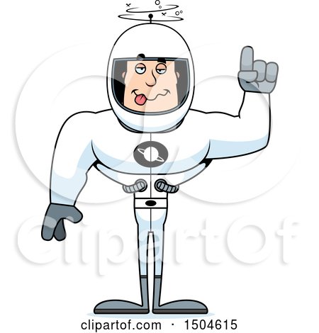 Clipart of a Drunk Buff Caucasian Male Astronaut - Royalty Free Vector Illustration by Cory Thoman