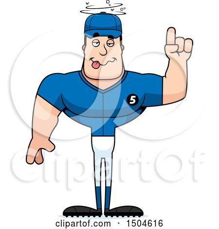 Clipart of a Drunk Buff Caucasian Male Baseball Player - Royalty Free Vector Illustration by Cory Thoman
