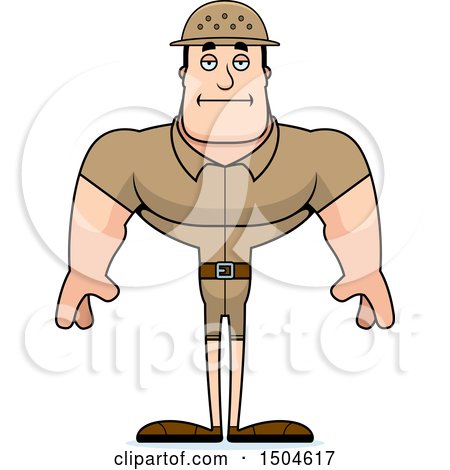 Clipart of a Bored Buff Caucasian Male Zookeeper - Royalty Free Vector Illustration by Cory Thoman