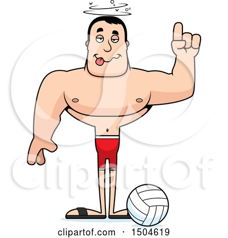 Clipart of a Drunk Buff Caucasian Male Beach Volleyball Player - Royalty Free Vector Illustration by Cory Thoman