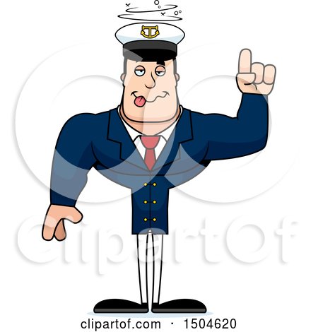 Clipart of a Drunk Buff Caucasian Male Sea Captain - Royalty Free Vector Illustration by Cory Thoman