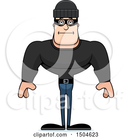 Clipart of a Bored Buff Caucasian Male Robber - Royalty Free Vector Illustration by Cory Thoman