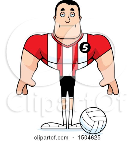 Clipart of a Bored Buff Caucasian Male Volleyball Player - Royalty Free Vector Illustration by Cory Thoman