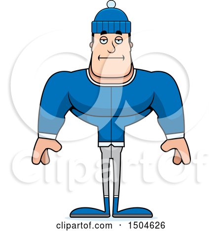 Clipart of a Bored Buff Caucasian Man in Winter Apparel - Royalty Free Vector Illustration by Cory Thoman