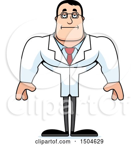 Clipart of a Bored Buff Caucasian Male Scientist - Royalty Free Vector Illustration by Cory Thoman