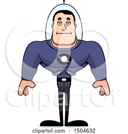 Clipart of a Bored Buff Caucasian Male Space Guy - Royalty Free Vector Illustration by Cory Thoman