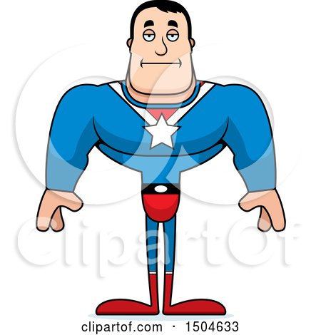 Clipart of a Bored Buff Caucasian Male Super Hero - Royalty Free Vector Illustration by Cory Thoman