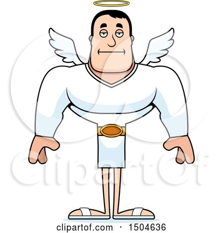 Clipart of a Bored Buff Caucasian Male Angel - Royalty Free Vector Illustration by Cory Thoman