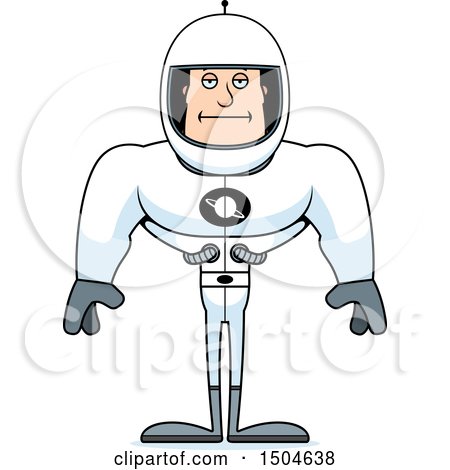 Clipart of a Bored Buff Caucasian Male Astronaut - Royalty Free Vector Illustration by Cory Thoman