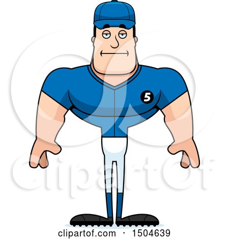 Clipart of a Bored Buff Caucasian Male Baseball Player - Royalty Free Vector Illustration by Cory Thoman