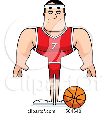 Clipart of a Bored Buff Caucasian Male Basketball Player - Royalty Free Vector Illustration by Cory Thoman