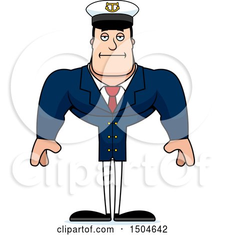 Clipart of a Bored Buff Caucasian Male Sea Captain - Royalty Free Vector Illustration by Cory Thoman