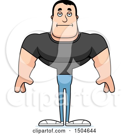 Clipart of a Bored Buff Casual Caucasian Man - Royalty Free Vector Illustration by Cory Thoman