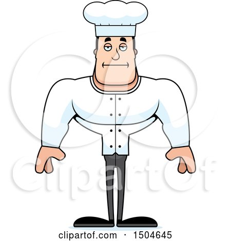 Clipart of a Bored Buff Caucasian Male Chef - Royalty Free Vector Illustration by Cory Thoman