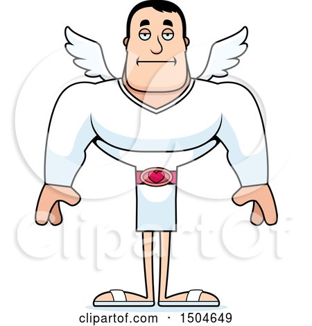 Clipart of a Bored Buff Caucasian Male Cupid - Royalty Free Vector Illustration by Cory Thoman