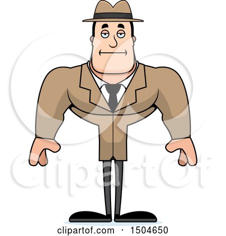 Clipart of a Bored Buff Caucasian Male Detective - Royalty Free Vector Illustration by Cory Thoman