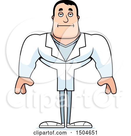 Clipart of a Bored Buff Caucasian Male Doctor - Royalty Free Vector Illustration by Cory Thoman