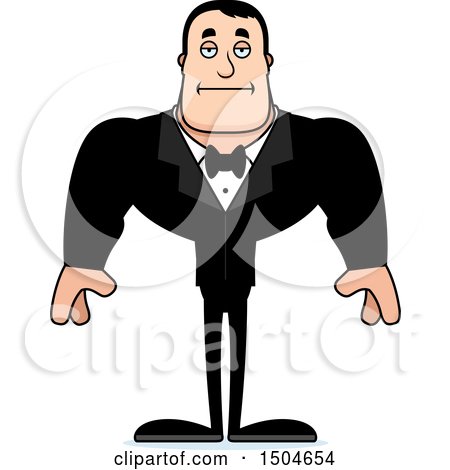 Clipart of a Bored Buff Caucasian Male Groom - Royalty Free Vector Illustration by Cory Thoman