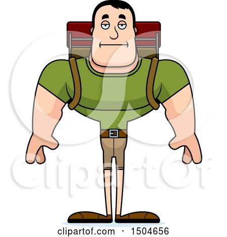 Clipart of a Bored Buff Caucasian Male Hiker - Royalty Free Vector Illustration by Cory Thoman