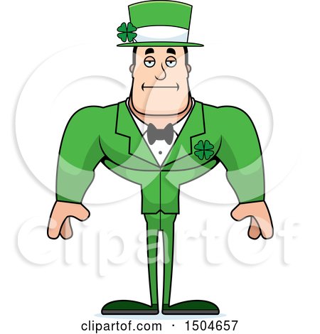 Clipart of a Bored Buff Caucasian Irish Man - Royalty Free Vector Illustration by Cory Thoman