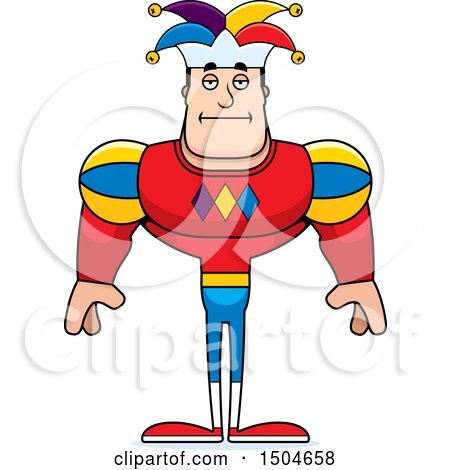 Clipart of a Bored Buff Caucasian Male Jester - Royalty Free Vector Illustration by Cory Thoman