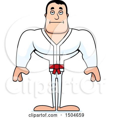 Clipart of a Bored Buff Caucasian Karate Man - Royalty Free Vector Illustration by Cory Thoman