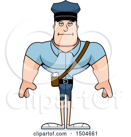 Clipart of a Bored Buff Caucasian Male Postal Worker - Royalty Free Vector Illustration by Cory Thoman