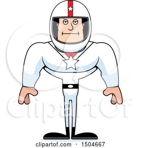 Clipart of a Bored Buff Caucasian Male Race Car Driver - Royalty Free Vector Illustration by Cory Thoman