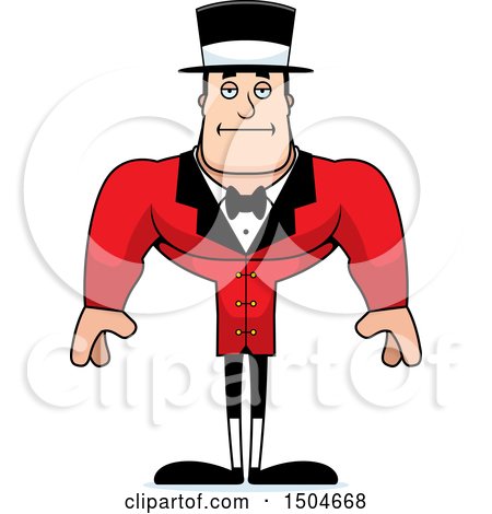 Clipart of a Bored Buff Caucasian Male Circus Ringmaster - Royalty Free Vector Illustration by Cory Thoman