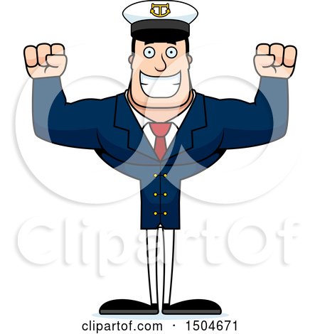 Clipart of a Cheering Buff Caucasian Male Sea Captain - Royalty Free Vector Illustration by Cory Thoman