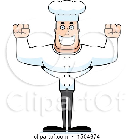 Clipart of a Cheering Buff Caucasian Male Chef - Royalty Free Vector Illustration by Cory Thoman