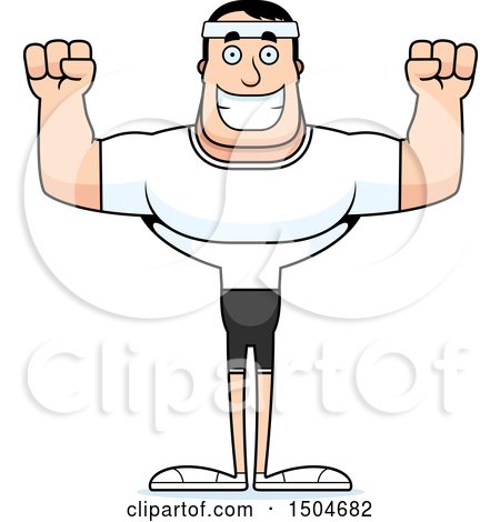 Clipart of a Cheering Buff Caucasian Male Fitness Guy - Royalty Free Vector Illustration by Cory Thoman