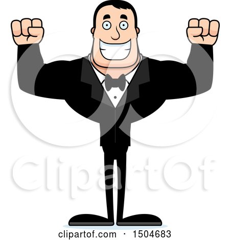 Clipart of a Cheering Buff Caucasian Male Groom - Royalty Free Vector Illustration by Cory Thoman