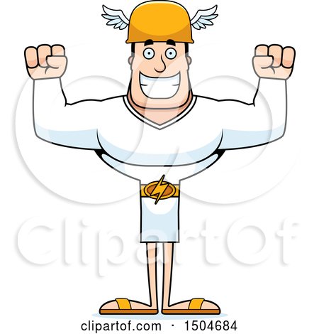 Clipart of a Cheering Buff Caucasian Male Hermes - Royalty Free Vector Illustration by Cory Thoman