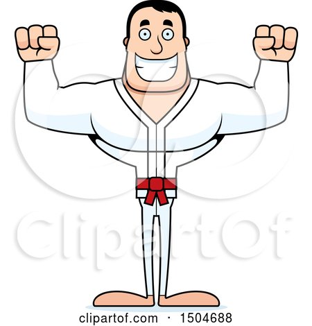 Clipart of a Cheering Buff Caucasian Karate Man - Royalty Free Vector Illustration by Cory Thoman