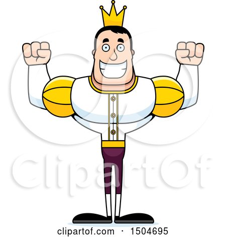 Clipart of a Cheering Buff Caucasian Male Prince - Royalty Free Vector Illustration by Cory Thoman
