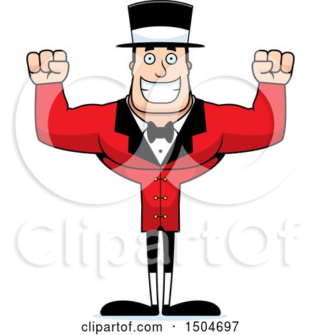 Clipart of a Cheering Buff Caucasian Male Circus Ringmaster - Royalty Free Vector Illustration by Cory Thoman