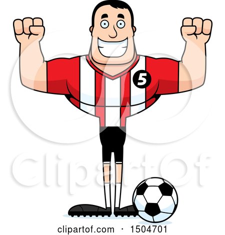 Clipart of a Cheering Buff Caucasian Male Soccer Player Athlete - Royalty Free Vector Illustration by Cory Thoman