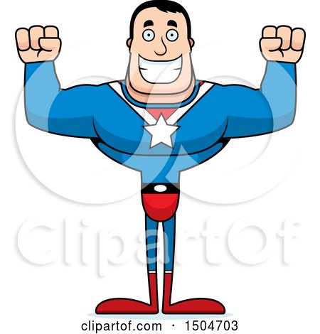 Clipart of a Cheering Buff Caucasian Male Super Hero - Royalty Free Vector Illustration by Cory Thoman