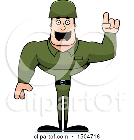 Clipart of a Buff Caucasian Male Army Soldier with an Idea - Royalty Free Vector Illustration by Cory Thoman