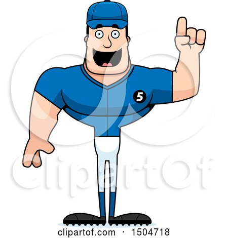Clipart of a Buff Caucasian Male Baseball Player with an Idea - Royalty Free Vector Illustration by Cory Thoman