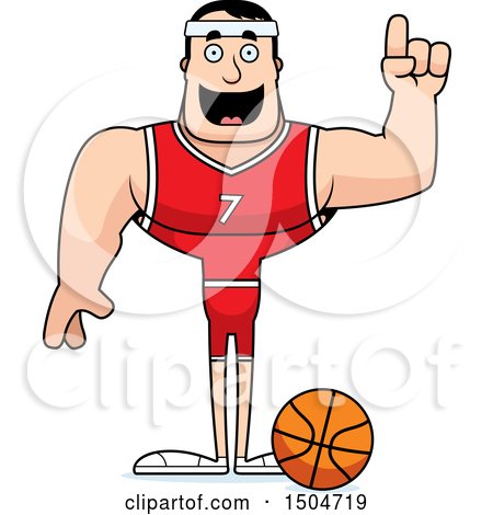 Clipart of a Buff Caucasian Male Basketball Player with an Idea - Royalty Free Vector Illustration by Cory Thoman