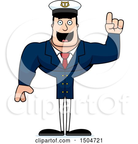 Clipart of a Buff Caucasian Male Sea Captain with an Idea - Royalty Free Vector Illustration by Cory Thoman