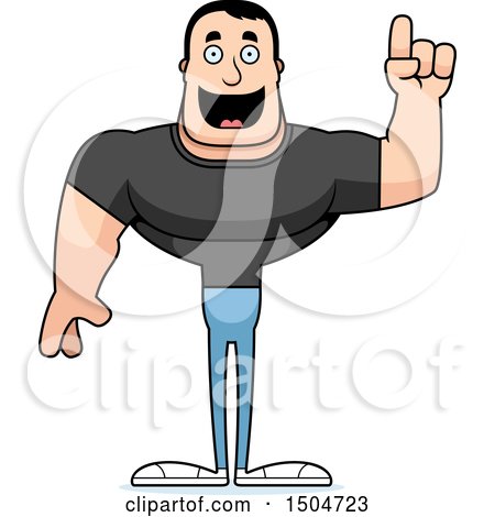 Clipart of a Buff Casual Caucasian Man with an Idea - Royalty Free Vector Illustration by Cory Thoman
